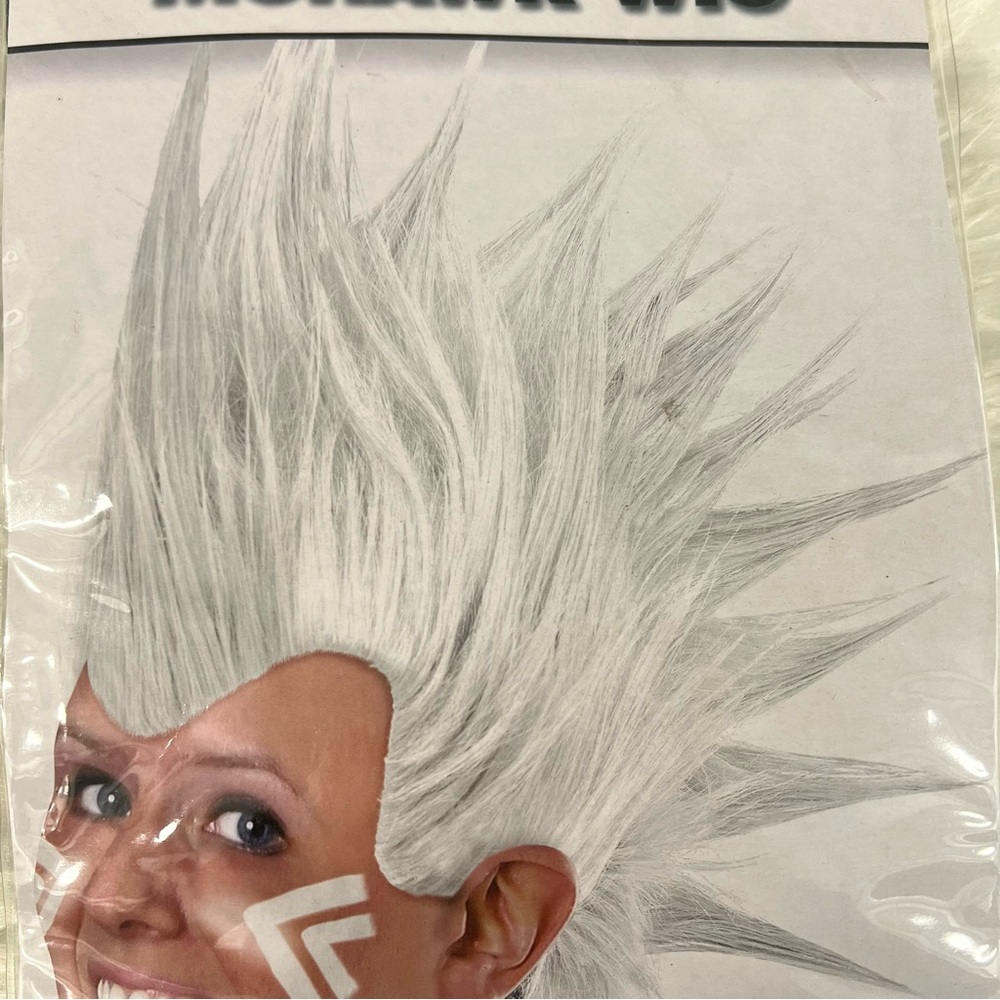 White Mohawk Wig NEW Halloween costume punk rocker - Picture 5 of 7